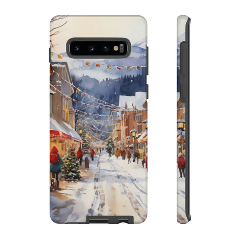 Bustling Victorian Christmas Market - Impact Resistant Phone Case Samsung Galaxy S10 Plus Glossy